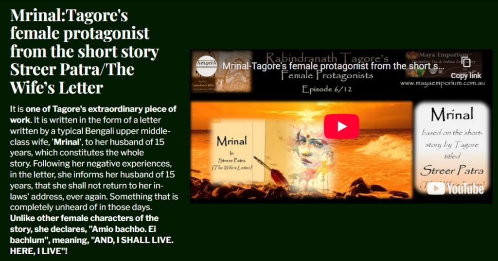 Mrinal-Tagore's female protagonist from the short story Streer Patra/The Wife’s Letter